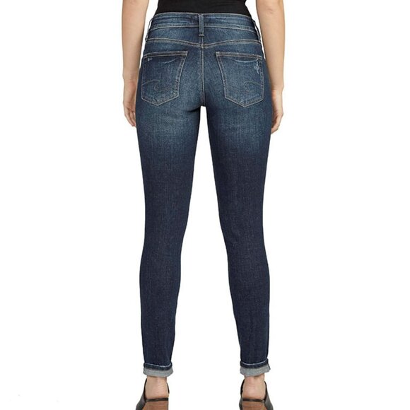 NWT Silver Jeans Girlfriend Mid Rise Slim Leg Jeans In Indigo 29 Inches - Picture 3 of 3